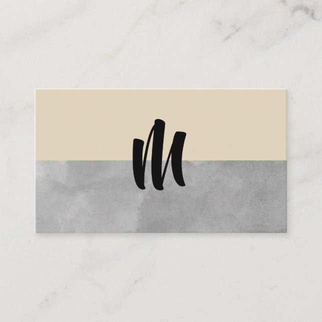Monogram Grey and Beige Business Card (Front)