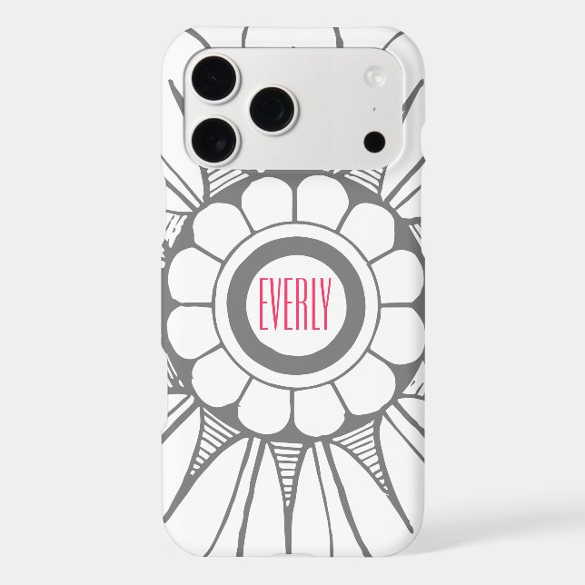 Monogram Grey and Pink Modern Medallion Pattern (Back)