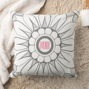 Monogram Grey and Pink Modern Medallion Pattern Cushion