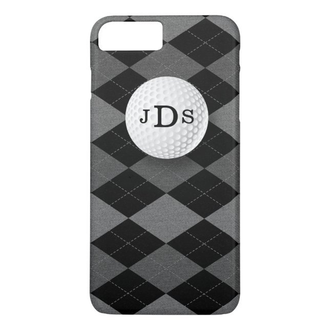 Monogram Grey Argyle, Golf Ball iPhone 7 Case (Back)