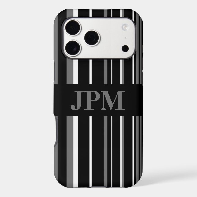 Monogram Grey, Black Barcode Stripe (Back)