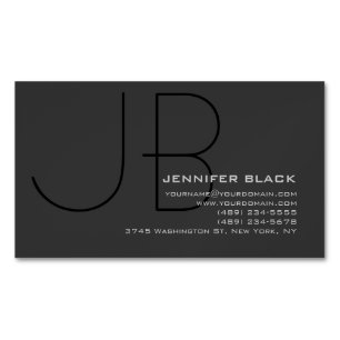 Monogram Grey Black Modern Initial Letters Name Magnetic Business Card