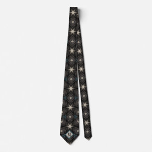 Monogram Grey & Black Star Unique Pattern Design Tie