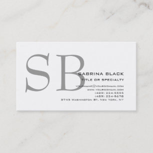 Monogram Grey Black White Consultant Business Card