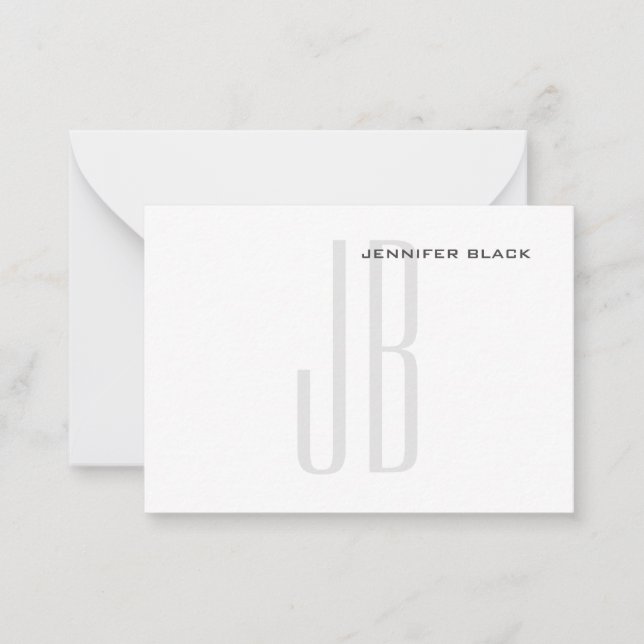 Monogram Grey Black White Modern Minimalist Card (Front)