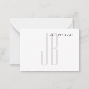 Monogram Grey Black White Modern Minimalist Card