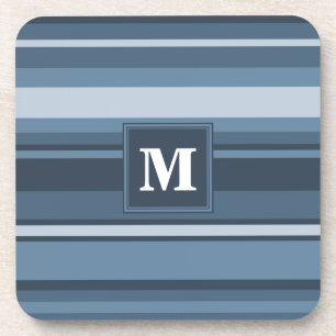 Monogram grey-blue stripes coaster