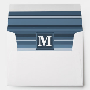 Monogram grey-blue stripes envelopes