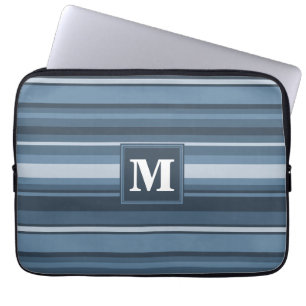 Monogram grey-blue stripes laptop sleeve