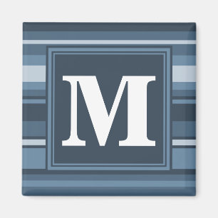 Monogram grey-blue stripes magnet