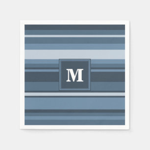 Monogram grey-blue stripes napkin