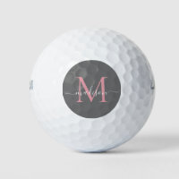 Monogram Grey  Blush Pink Feminine Girly Script