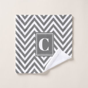 Monogram Grey Chevron Wash Cloth