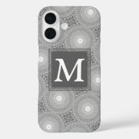 Monogram grey circles pattern