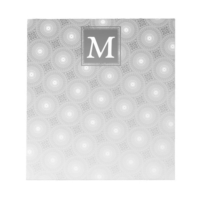 Monogram grey circles pattern notepad (Front)