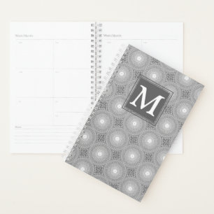 Monogram grey circles pattern planner