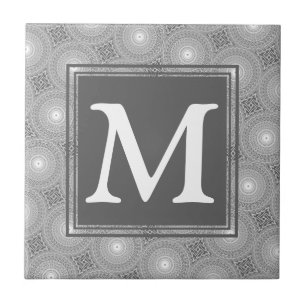 Monogram grey circles pattern tile