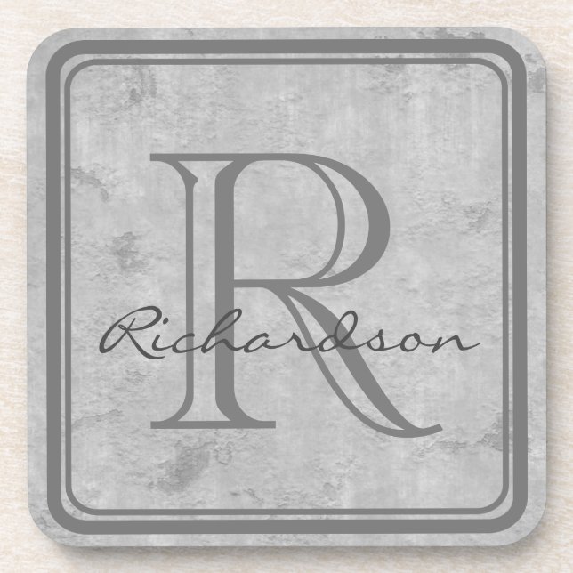 Monogram Grey Frame Coaster (Front)