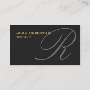 Monogram Grey Gold Consultant Business Card