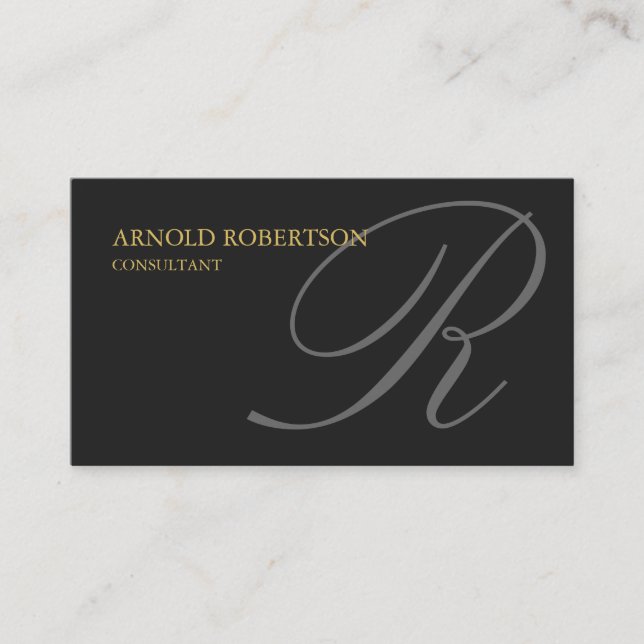Monogram Grey Gold Consultant Business Card (Front)