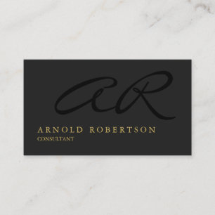 Monogram Grey Gold Professional Business Card
