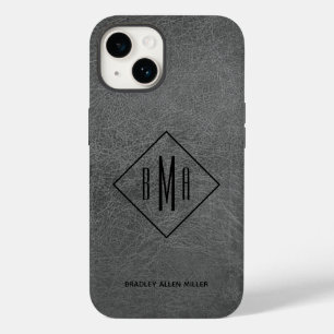 Monogram Grey Leather Case-Mate iPhone Case