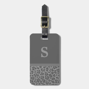 Monogram Grey Leopard Print Luggage Tag