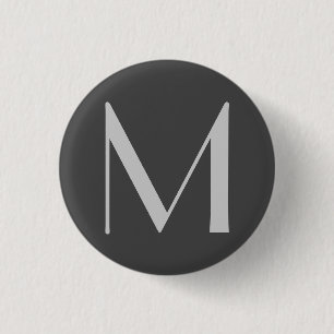 Monogram Grey Modern Add Your Name Initial 3 Cm Round Badge