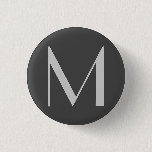 Monogram Grey Modern Add Your Name Initial 3 Cm Round Badge (Front)