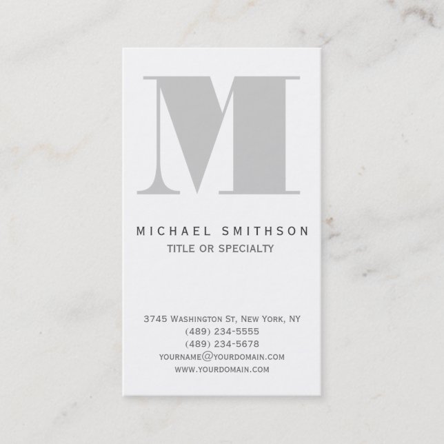 Monogram Grey Modern Simple Business Card (Front)