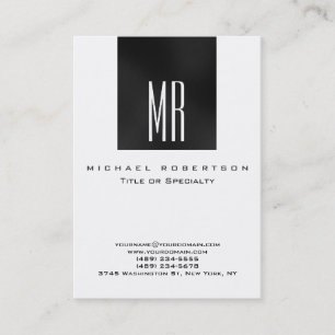 Monogram Grey Stripe White Chubby Business Card