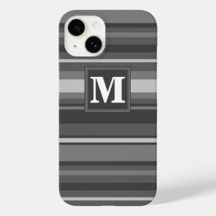 Monogram grey stripes Case-Mate iPhone 14 case