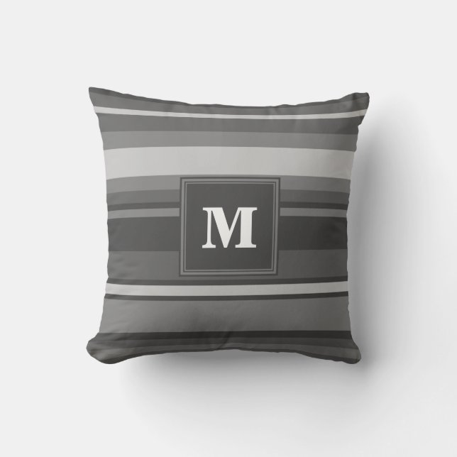 Monogram grey stripes cushion (Front)