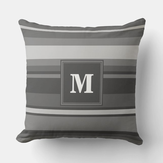 Monogram grey stripes cushion (Front)
