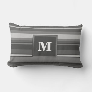 Monogram grey stripes lumbar cushion