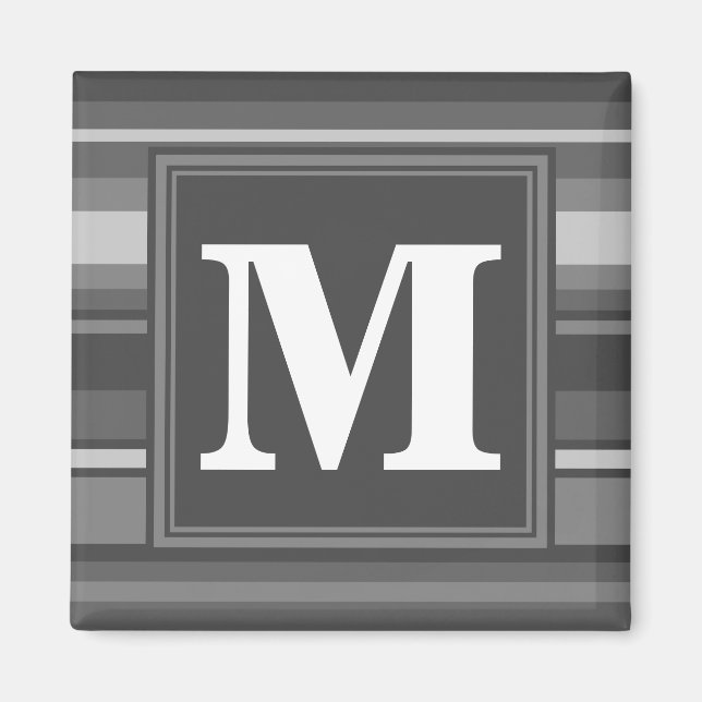 Monogram grey stripes magnet (Front)