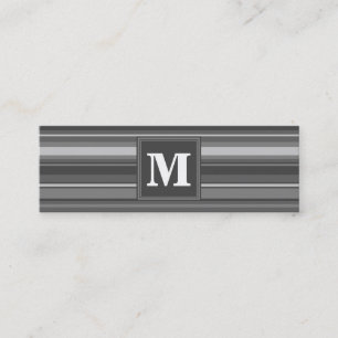 Monogram grey stripes mini business card