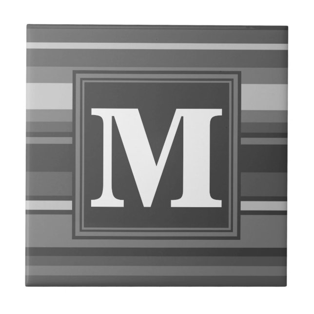Monogram grey stripes tile (Front)