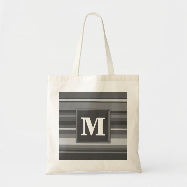 Monogram grey stripes tote bag (Front)