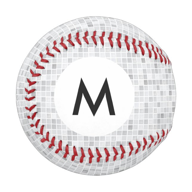 Monogram Grey Tiles Pattern Baseball (Front Left)