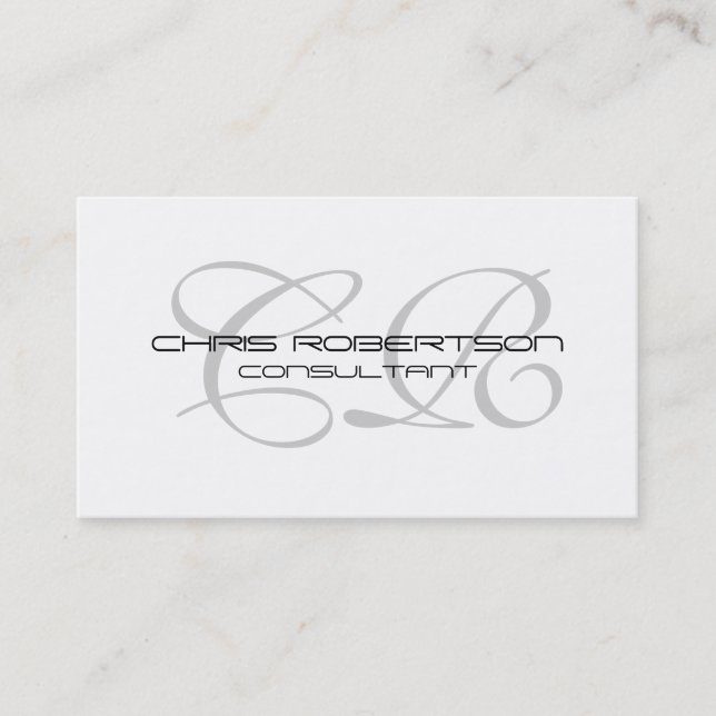 Monogram Grey White Attractive Business Card (Front)