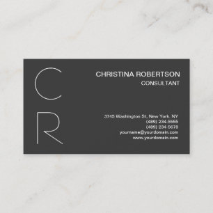 Monogram Grey White Business Card