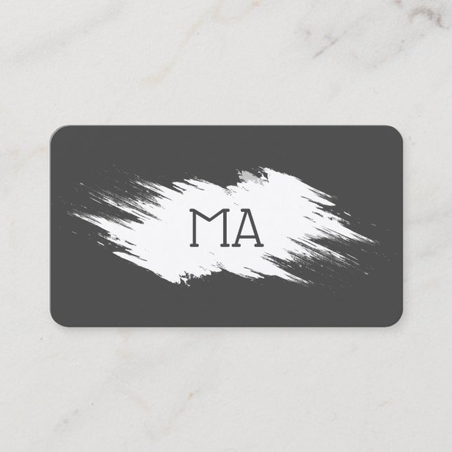 Monogram | Grey White Business Card (Front)