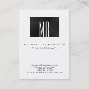 Monogram Grey White Chubby Business Card