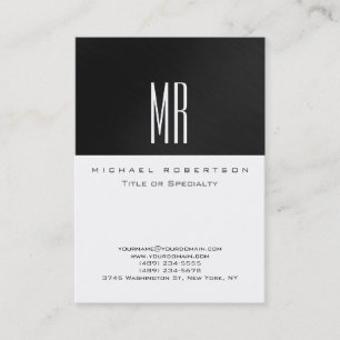 Monogram Grey White Colour Chubby Business Card