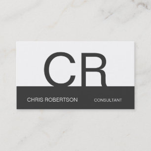 Monogram Grey White Consultant Business Card