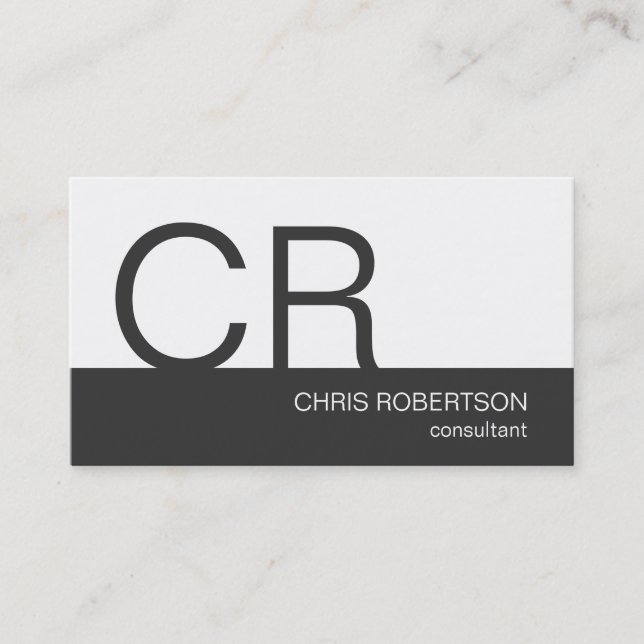 Monogram Grey White Consultant Business Card (Front)