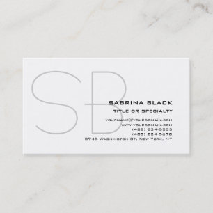 Monogram Grey White Consultant Business Card