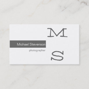Monogram Grey White Photography Business Card