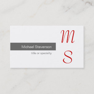 Monogram Grey White Red Photography Business Card